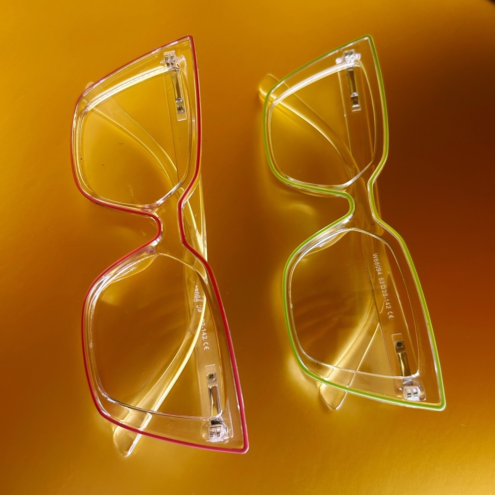 Green and pink clear eyewear